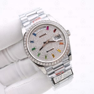 QF/롤렉스 데이데이트 36MM 레인보우 페이브 128349