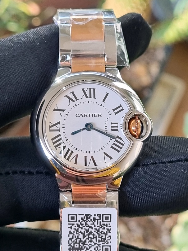 （국내당일발송）AF/까르띠에 발롱블루 28MM 콤비 에버로즈