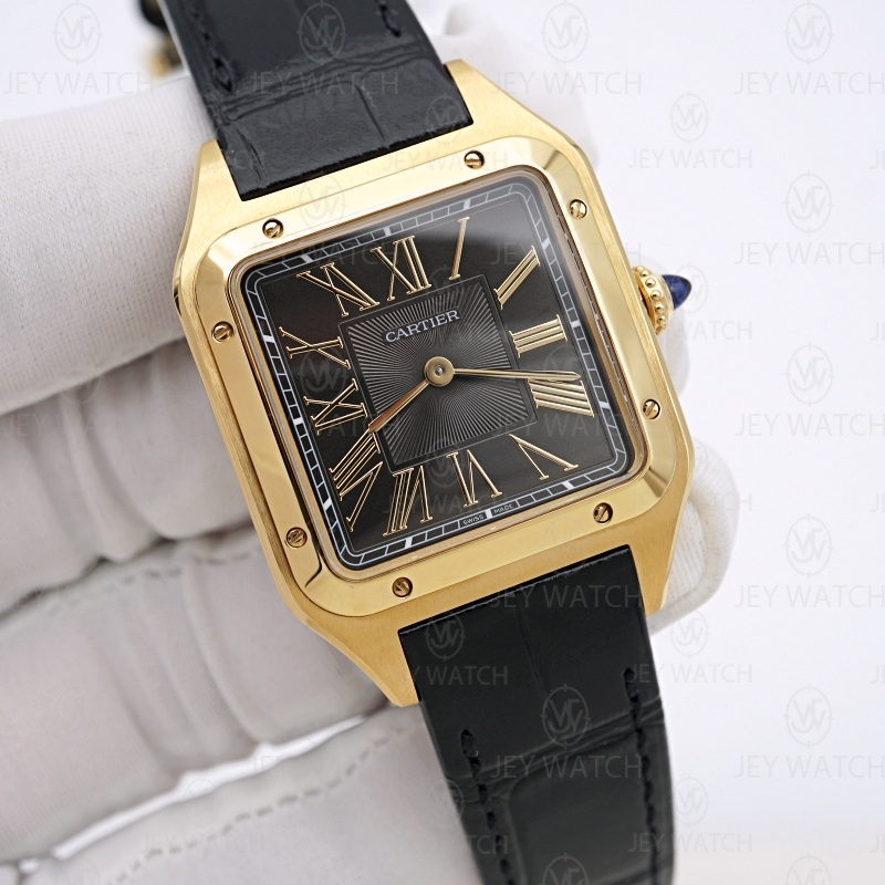 F1/까르띠에 산토스 뒤몽 라지 옐로우골드 블랙 (개선반)