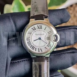 （국내 당일 배송）AF/ 발롱 블루 드 까르띠에 33mm 쿼츠 레더(파우치포함)